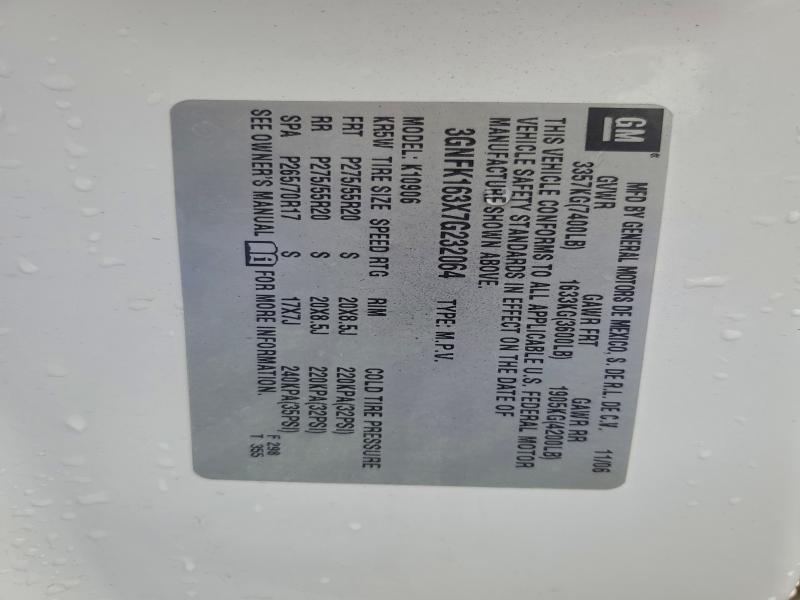 Aukcja sprzedaży 2007 Chevrolet Suburban, vin: 3GNFK163X7G232064, numer aukcji: 93318375
