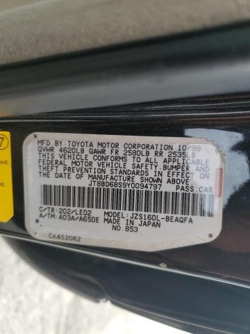 2000 Lexus Gs 300 მანქანა იყიდება აუქციონზე, vin: JT8BD68S9Y0094797, აუქციონის ნომერი: 93428515