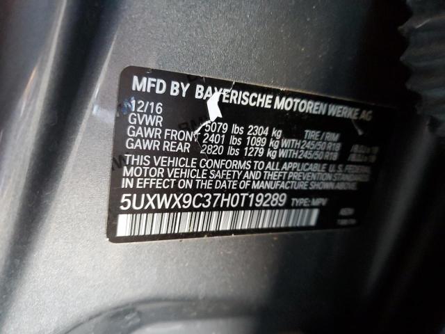 Продаж на аукціоні авто 2017 Bmw X3 Xdrive2, vin: 5UXWX9C37H0T19289, номер лоту: 91943395