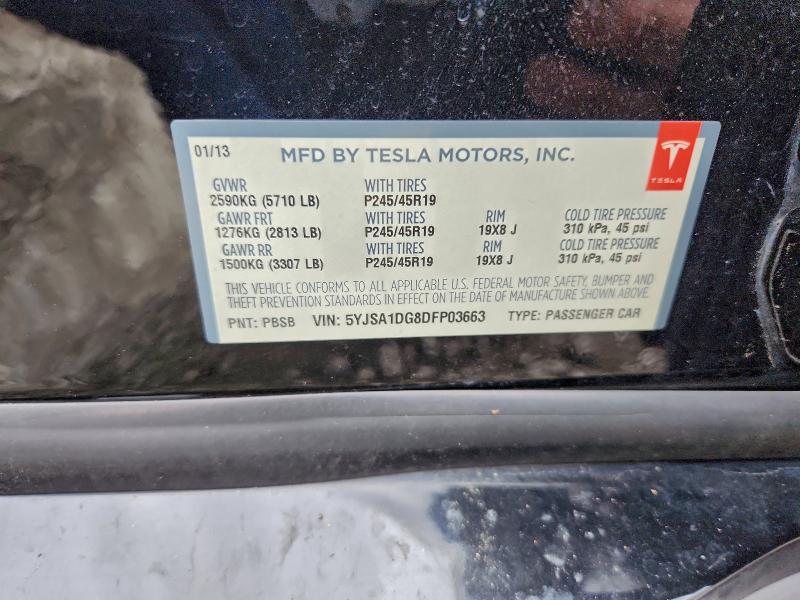 94360345 :رقم المزاد ، 5YJSA1DG8DFP03663 vin ، 2013 Tesla Model S مزاد بيع