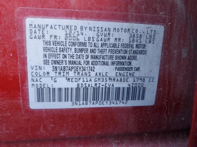 93176965 :رقم المزاد ، 3N1AB7AP0EY341742 vin ، 2014 Nissan Sentra مزاد بيع