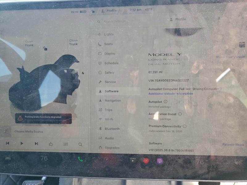 94785725 :رقم المزاد ، 7SAYGDEE0NA022227 vin ، 2022 Tesla Model Y مزاد بيع
