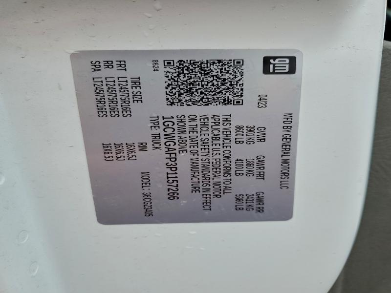 Продаж на аукціоні авто 2023 Chev Express G2500, vin: 1GCWGAFP3P1157266, номер лоту: 53306106