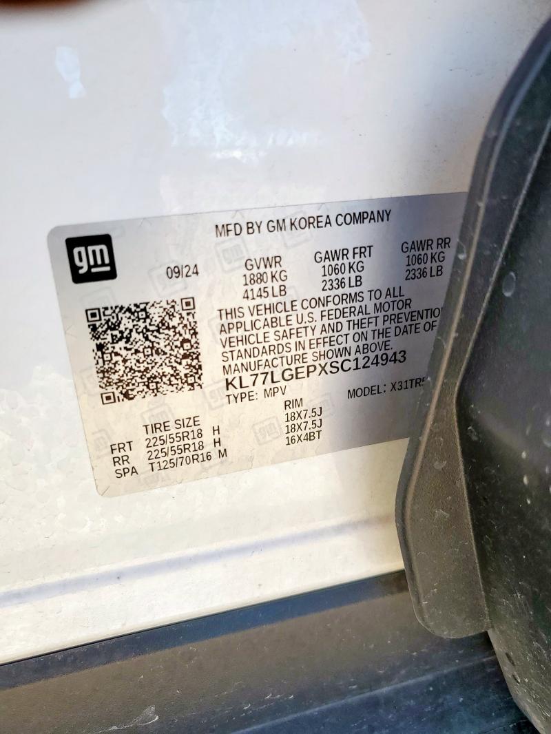 Aukcja sprzedaży 2025 Chevrolet Trax, vin: KL77LGEPXSC124943, numer aukcji: 91810325