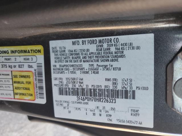 Auction sale of the 2017 Ford Fusion Se, vin: 3FA6P0H70HR226323, lot number: 92272575