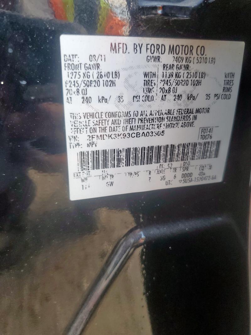 Aukcja sprzedaży 2012 Ford Edge Limit, vin: 2FMDK3K93CBA03305, numer aukcji: 92441275