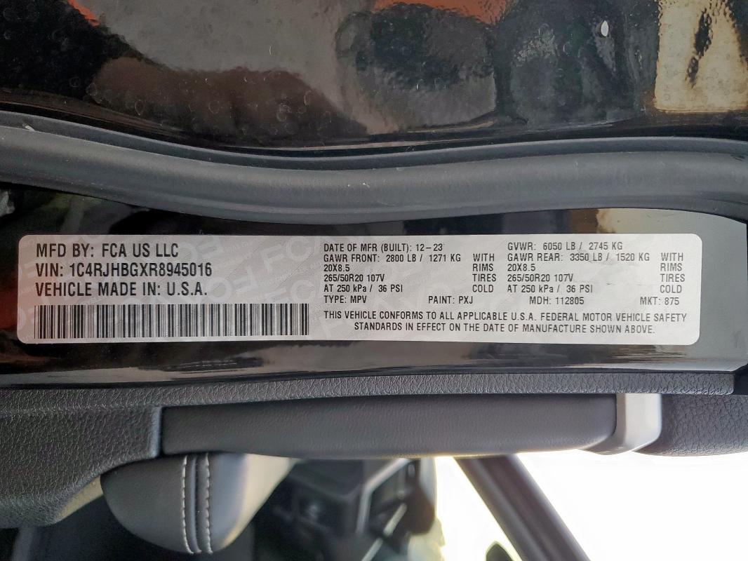 92463205 :رقم المزاد ، 1C4RJHBGXR8945016 vin ، 2024 Jeep Grand Cherokee مزاد بيع