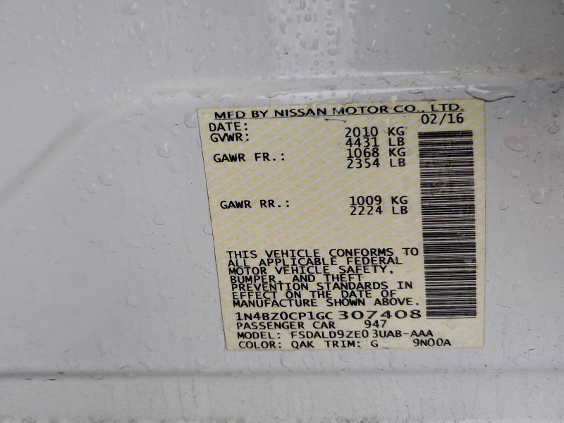 Продажа на аукционе авто 2016 Nissan Leaf, vin: 1N4BZ0CP1GC307408, номер лота: 93857395