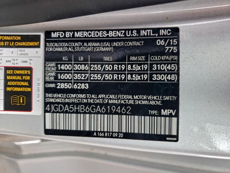 Продажа на аукционе авто 2016 Mercedes-benz Gle, vin: 4JGDA5HB6GA619462, номер лота: 94071755