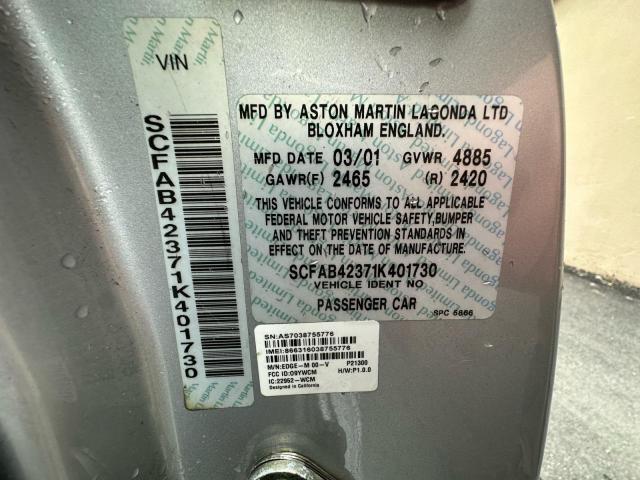 2001 Aston Martin Db7 Vantag მანქანა იყიდება აუქციონზე, vin: SCFAB42371K401730, აუქციონის ნომერი: 93369445