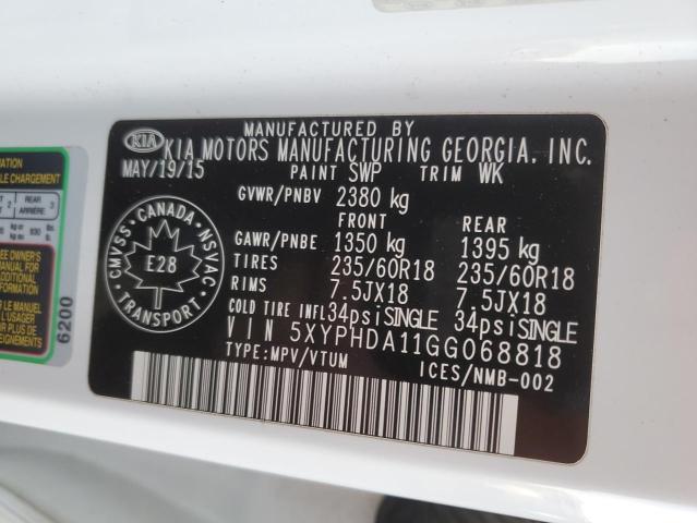 Продажа на аукционе авто 2016 Kia Sorento, vin: 5XYPHDA11GG068818, номер лота: 92202925