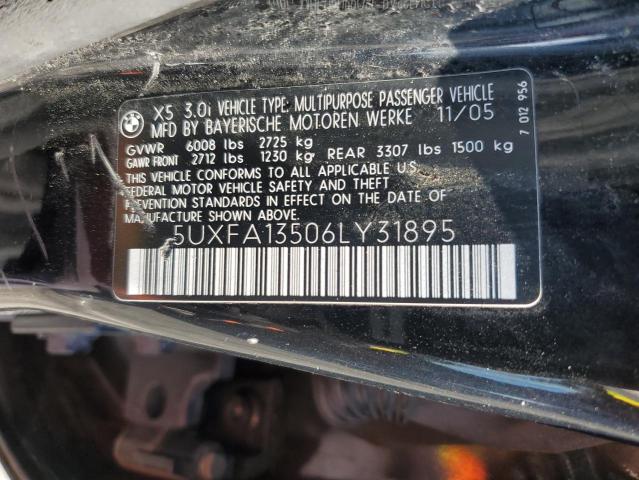 2006 Bmw X5 მანქანა იყიდება აუქციონზე, vin: 5UXFA13506LY31895, აუქციონის ნომერი: 93334735