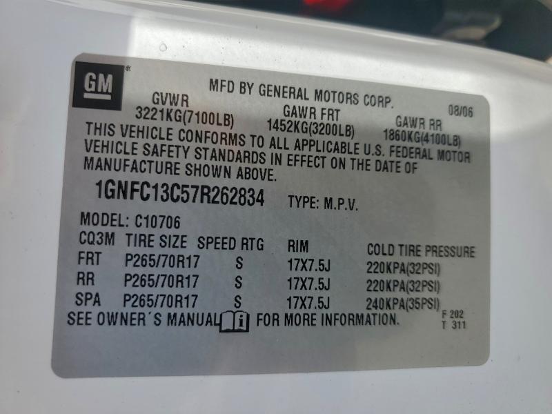 Продажа на аукционе авто 2007 Chevrolet Tahoe, vin: 1GNFC13C57R262834, номер лота: 93938865