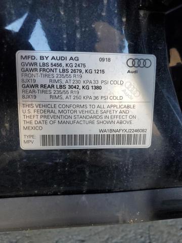 2018 Audi Q5 მანქანა იყიდება აუქციონზე, vin: WA1BNAFYXJ2246082, აუქციონის ნომერი: 92907795