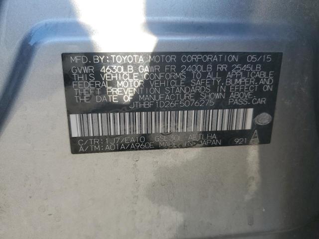 2015 Lexus Is მანქანა იყიდება აუქციონზე, vin: JTHBF1D26F5076275, აუქციონის ნომერი: 91666405