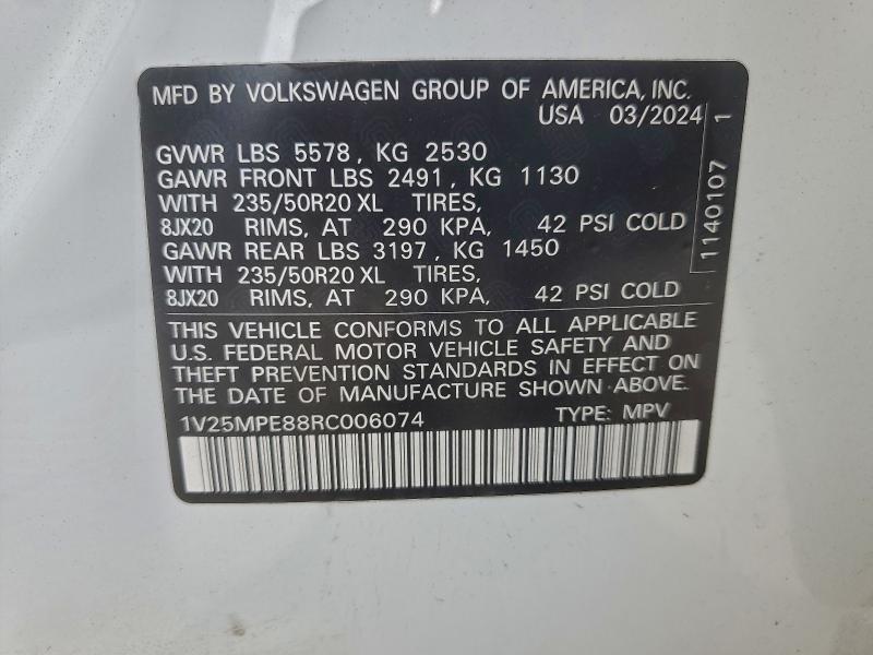 Aukcja sprzedaży 2024 Volkswagen Id.4 S, vin: 1V25MPE88RC006074, numer aukcji: 93551855