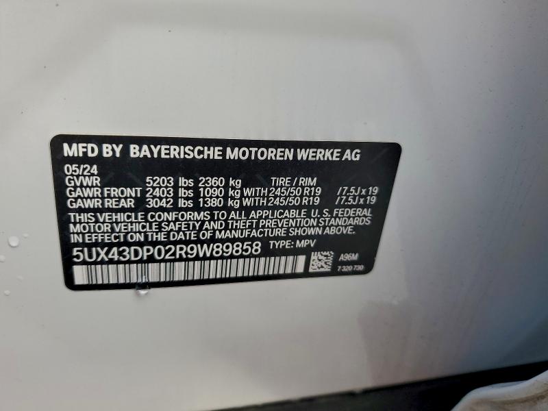 Aukcja sprzedaży 2024 Bmw X3 Sdrive3, vin: 5UX43DP02R9W89858, numer aukcji: 93671625