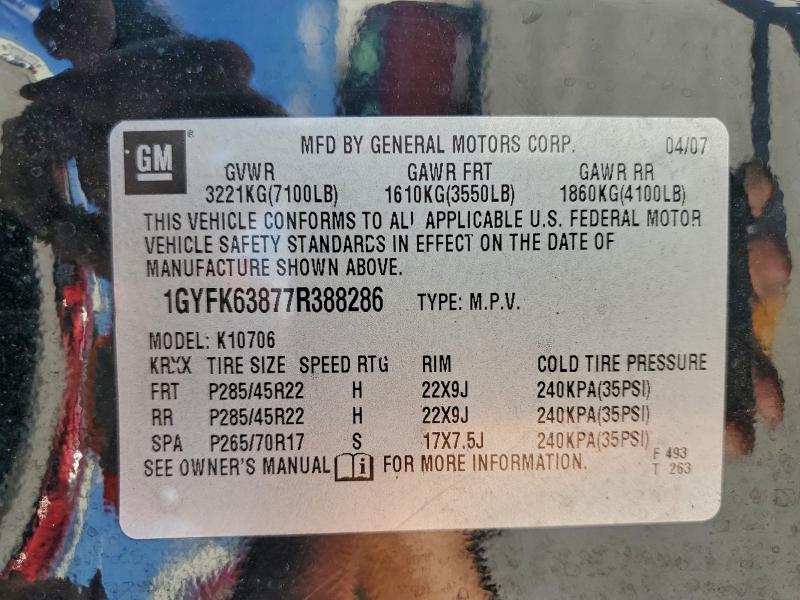 Aukcja sprzedaży 2007 Cadillac Escalade, vin: 1GYFK63877R388286, numer aukcji: 93927945
