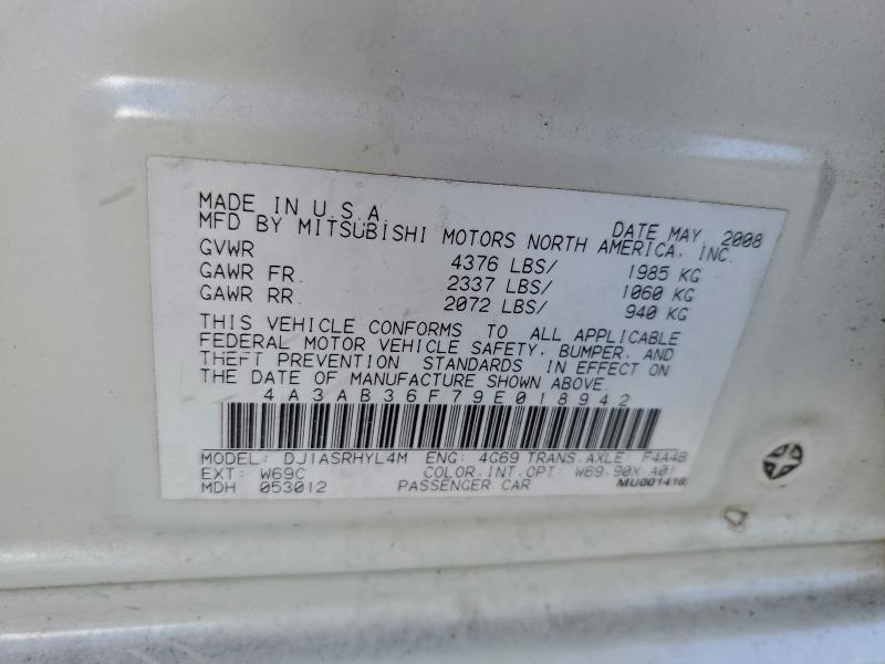 Продаж на аукціоні авто 2009 Mitsubishi Galant Es, vin: 4A3AB36F79E018942, номер лоту: 94128585