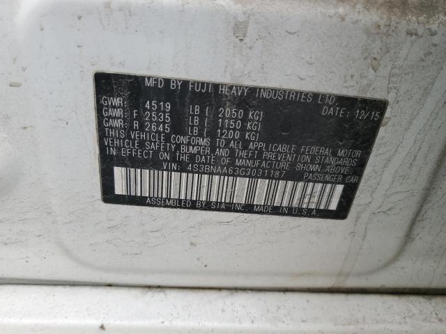 92458925 :رقم المزاد ، 4S3BNAA63G3031187 vin ، 2016 Subaru Legacy مزاد بيع