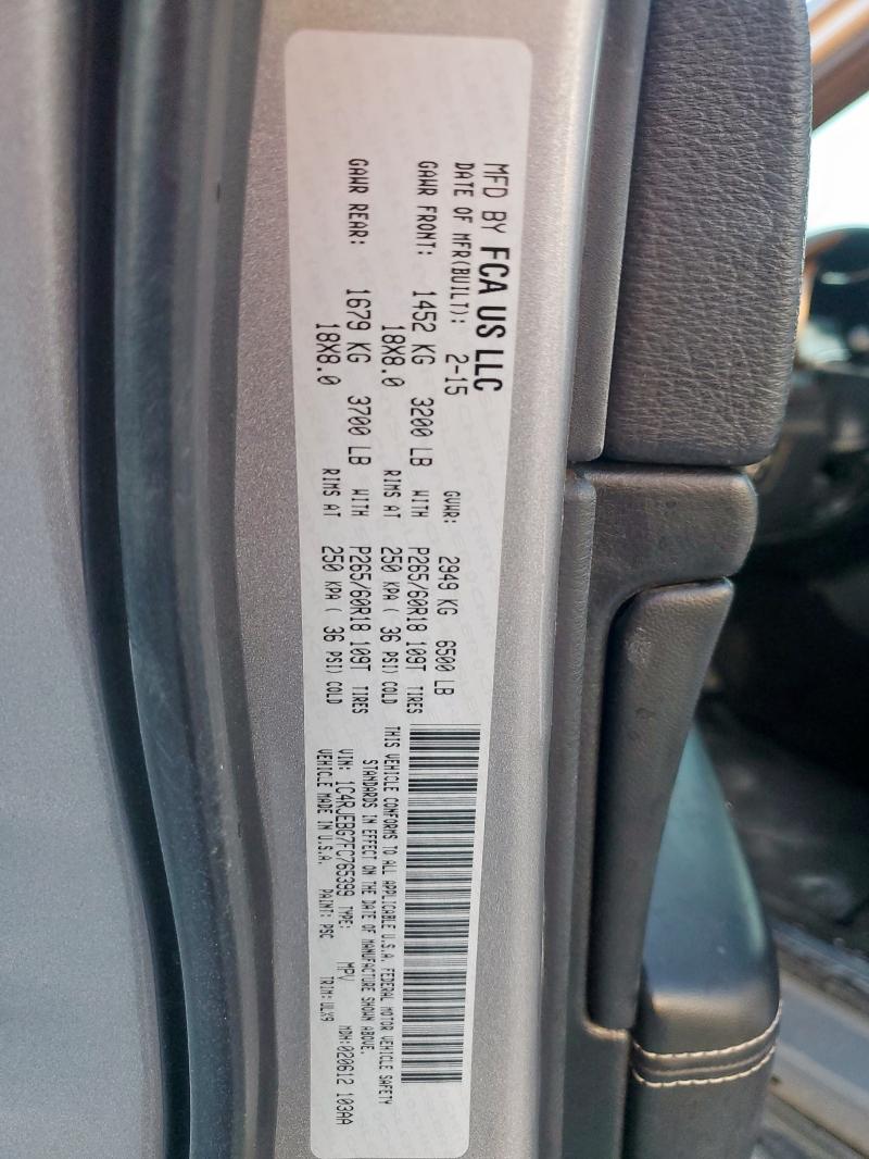 91915175 :رقم المزاد ، 1C4RJEBG7FC765399 vin ، 2015 Jeep Grand Cherokee مزاد بيع