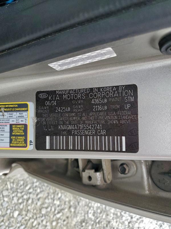 Aukcja sprzedaży 2015 Kia Optima Lx, vin: KNAGM4A71F5542741, numer aukcji: 93645575