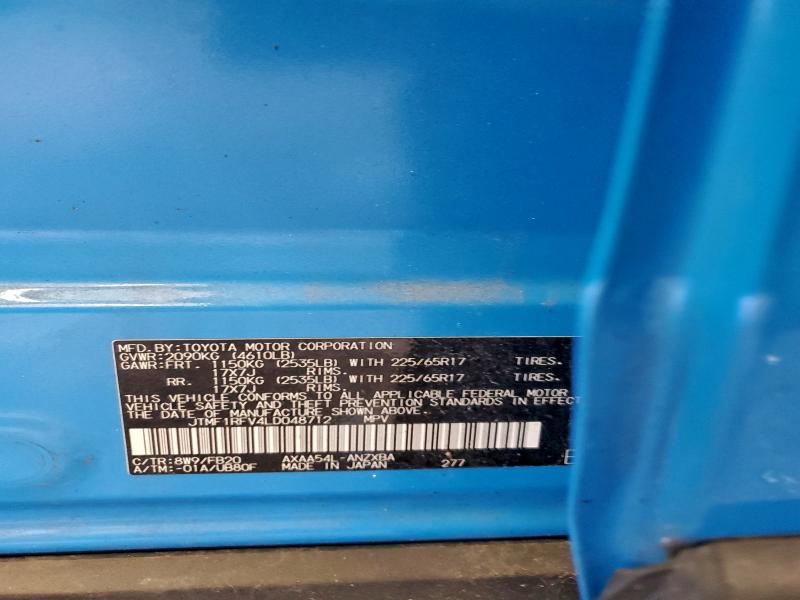 93786365 :رقم المزاد ، JTMF1RFV4LD048712 vin ، 2020 Toyota Rav4 Le مزاد بيع