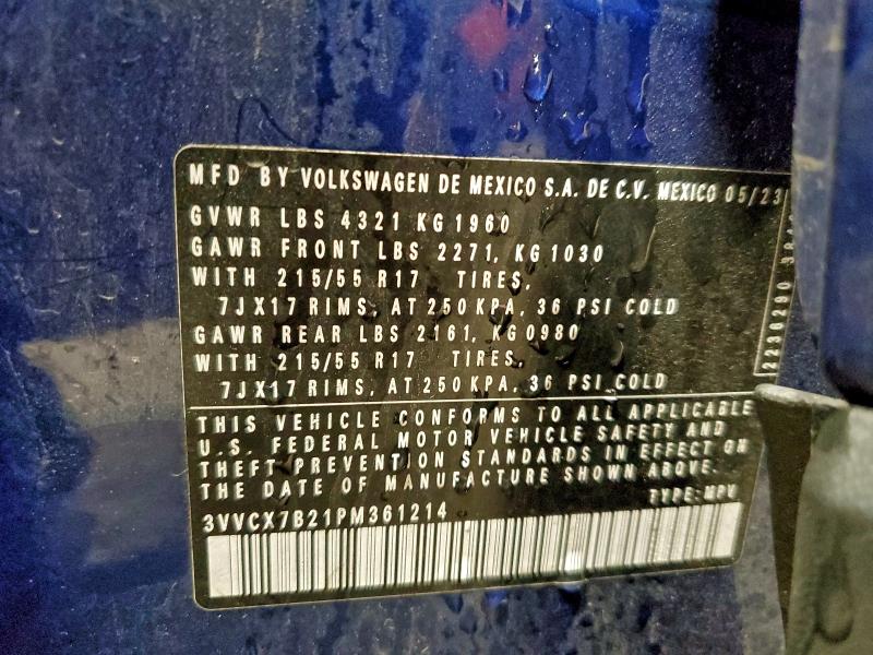 Продаж на аукціоні авто 2023 Volkswagen Taos, vin: 3VVCX7B21PM361214, номер лоту: 93476875