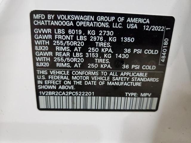 Продажа на аукционе авто 2023 Volkswagen Atlas Sel, vin: 1V2BR2CA2PC522201, номер лота: 93624575