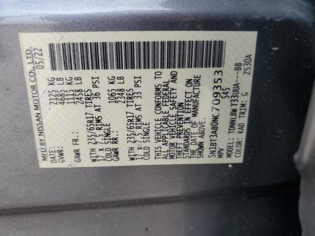 Продажа на аукционе авто 2022 Nissan Rogue, vin: 5N1BT3AB0NC709353, номер лота: 93069885