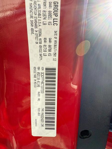 93782775 :رقم المزاد ، 3C3CFFFH8CT337233 vin ، 2012 Fiat 500 Abarth مزاد بيع