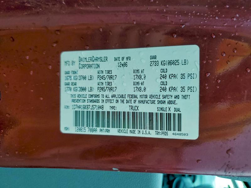 Aukcja sprzedaży 2007 Dodge Ram 1500, vin: 1D7HA16K87J571048, numer aukcji: 94279825