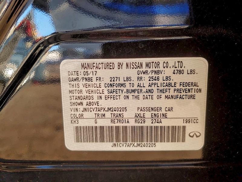 Продажа на аукционе авто 2018 Infiniti Q50 Pure, vin: JN1CV7APXJM240205, номер лота: 94577735