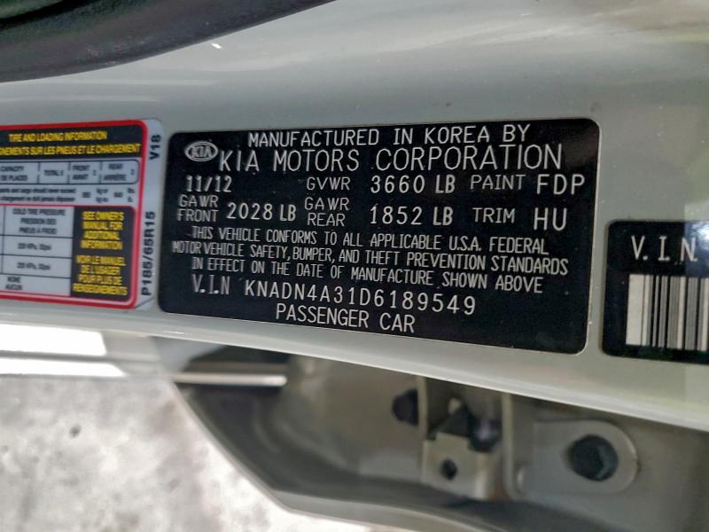 Aukcja sprzedaży 2013 Kia Rio, vin: KNADN4A31D6189549, numer aukcji: 93217135