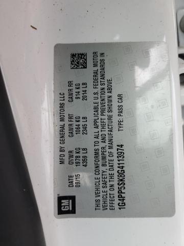 2016 Buick Verano მანქანა იყიდება აუქციონზე, vin: 1G4PP5SK8G4113974, აუქციონის ნომერი: 91203075