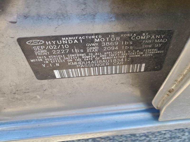 Продажа на аукционе авто 2010 Hyundai Elantra, vin: KMHDU4AD8AU183412, номер лота: 93738415
