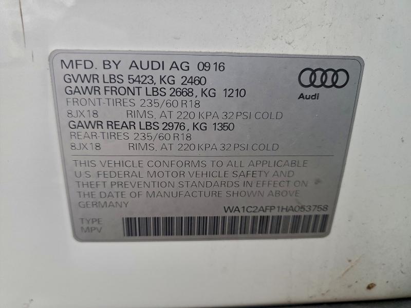 Aukcja sprzedaży 2017 Audi Q5, vin: WA1C2AFP1HA053758, numer aukcji: 93582315