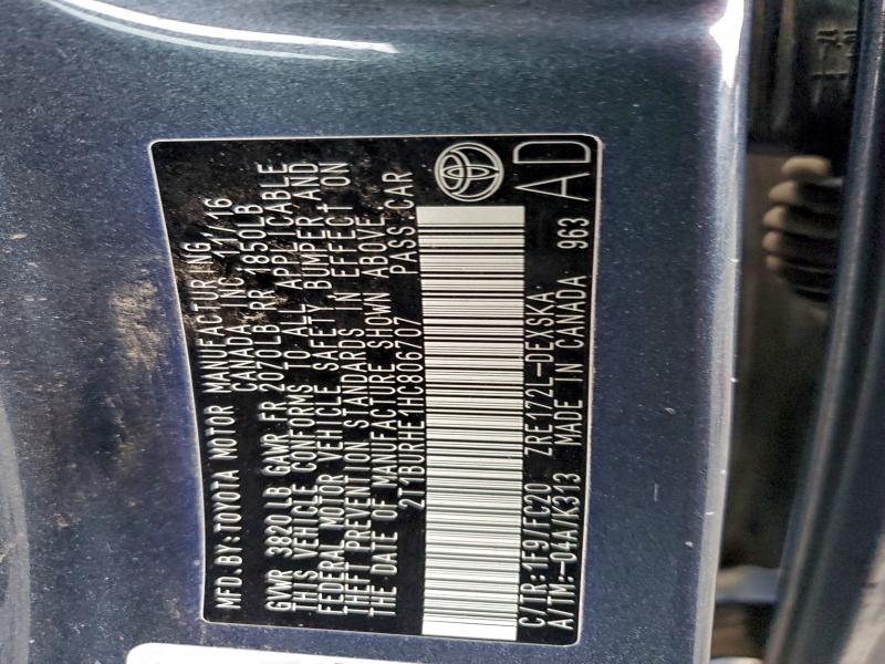 2017 Toyota Corolla L მანქანა იყიდება აუქციონზე, vin: 2T1BURHE1HC806707, აუქციონის ნომერი: 93904515