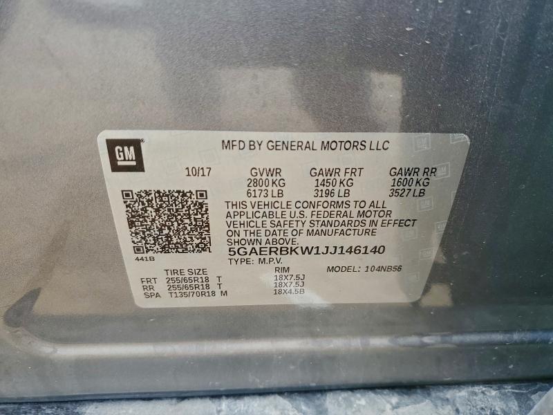 Продаж на аукціоні авто 2018 Buick Enclave, vin: 5GAERBKW1JJ146140, номер лоту: 93202485
