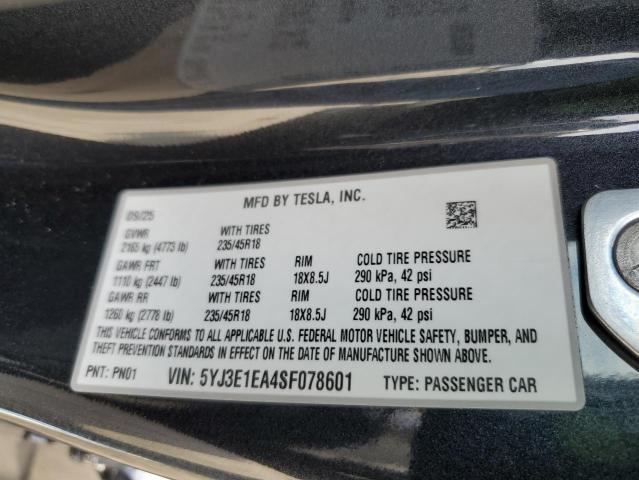 Продаж на аукціоні авто 2025 Tesla Model 3, vin: 5YJ3E1EA4SF078601, номер лоту: 92741825
