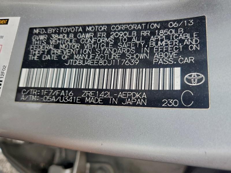 2013 Toyota Corolla მანქანა იყიდება აუქციონზე, vin: JTDBU4EE8DJ117639, აუქციონის ნომერი: 94405605