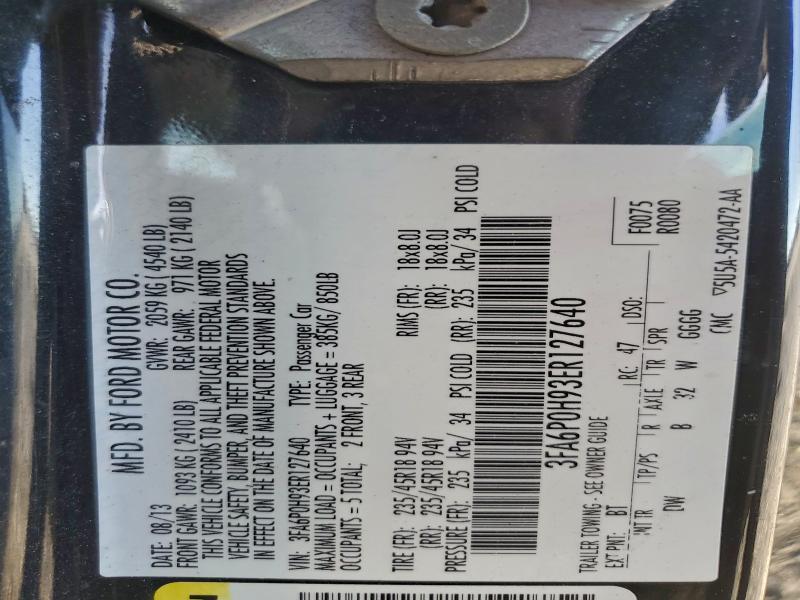 Aukcja sprzedaży 2014 Ford Fusion, vin: 3FA6P0H93ER127640, numer aukcji: 93917015