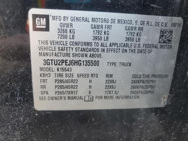 2017 Gmc Sierra მანქანა იყიდება აუქციონზე, vin: 3GTU2PEJ6HG135500, აუქციონის ნომერი: 92167625