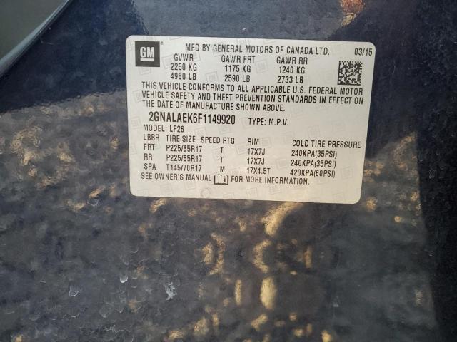 Продажа на аукционе авто 2015 Chevrolet Equinox Ls, vin: 2GNALAEK6F1149920, номер лота: 93198465
