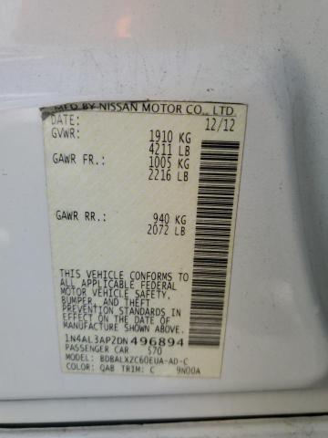 2013 Nissan Altima მანქანა იყიდება აუქციონზე, vin: 1N4AL3AP2DN496894, აუქციონის ნომერი: 93382625