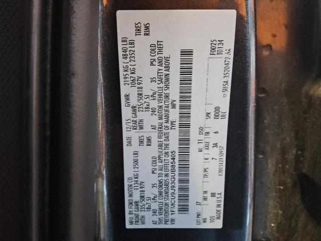 2016 Ford Escape Tit მანქანა იყიდება აუქციონზე, vin: 1FMCU9J93GUB85405, აუქციონის ნომერი: 77226715