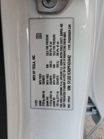 2023 Tesla Model 3 მანქანა იყიდება აუქციონზე, vin: 5YJ3E1EA0PF424442, აუქციონის ნომერი: 91007665
