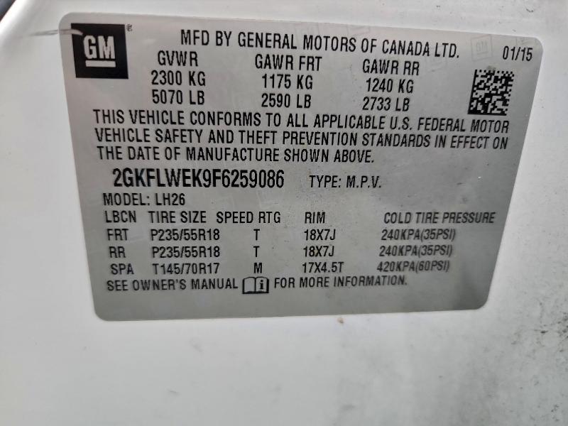 Aukcja sprzedaży 2015 Gmc Terrain, vin: 2GKFLWEK9F6259086, numer aukcji: 93401445