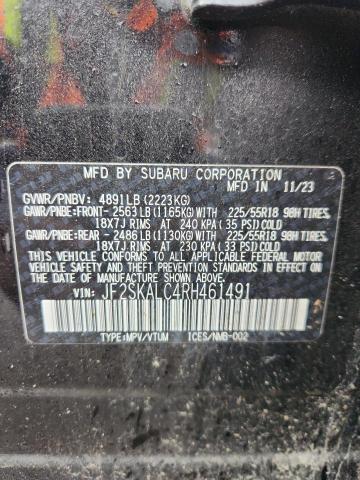 2024 Subaru Forester მანქანა იყიდება აუქციონზე, vin: JF2SKALC4RH461491, აუქციონის ნომერი: 92927015