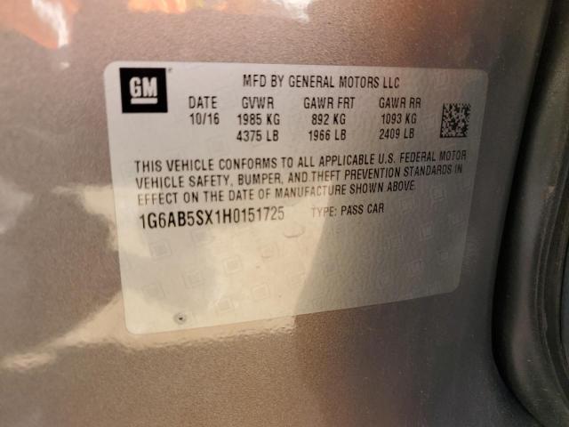 2017 Cadillac Ats მანქანა იყიდება აუქციონზე, vin: 1G6AB5SX1H0151725, აუქციონის ნომერი: 90085675